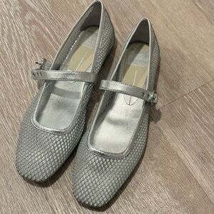 Dolce Vita Silver Textured Mary Jane Flats